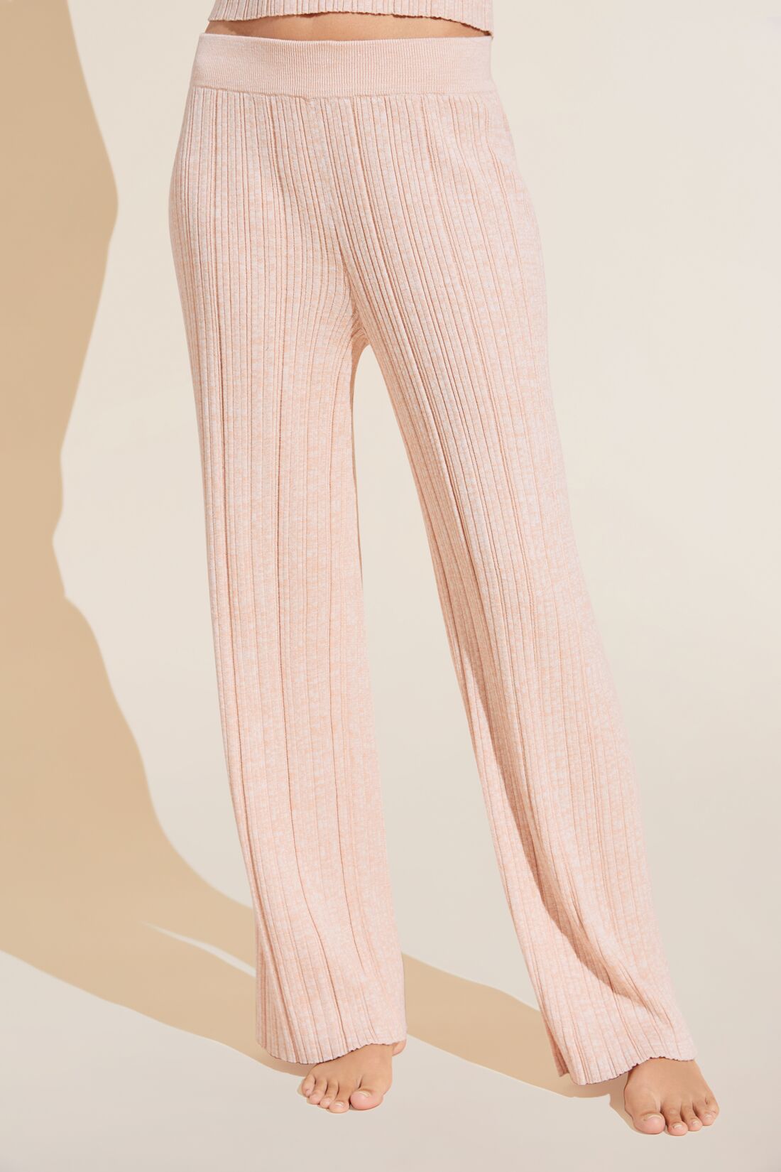 Infinite Organic Cotton Blend Sweater Rib Straight Leg Pant - Peach Parfait Marl